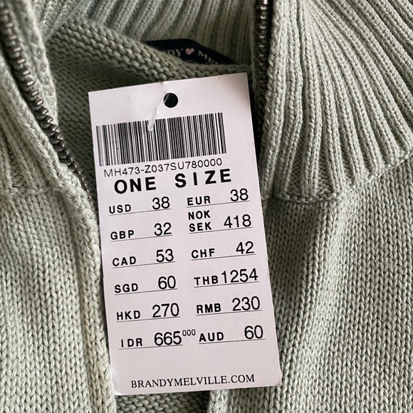 Brandy Melville Aleah Cotton Sweater Sage Green - Picture 5 of 5